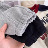 MQTIME  -  Toddler Boys Pant Letter Embroidery Thicken Warm Kids Baby Boys Jogger Pant New Winter Elastic Waist Infant Girls Harem Pant