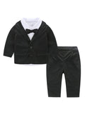 MQTIME  -  3Piece Spring Fall Newborn Baby Boy Clothes Fashion Gentleman Suit Black Infant Coat+White Shirt+Pants Kids Clothing Set BC2038