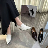 MQTIME  -  Womens Shoes Fashion Classic Pointed Tip Loafers for Woman Exquisite Britain High Heel Casual Shoes Designer Shoes Zapatos Mujer