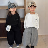 MQTIME  -  Autumn Kids Carrot Pants 1-7T Vintage Style Solid Boys Splicing Pants Korean Loose Childrens Trousers Girls Baby Wide Leg Pants
