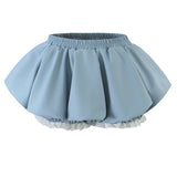 MQTIME  -  Fashion Elastic Low Waist Ruffles Swing Mini Skirts With Bud Shorts Underwear Lining Lace Cuff Skater Skirts Blue White Black