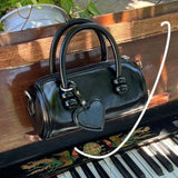 MQTIME  -  Fashion Y2K Harajuku Style Black PU Leather Heart Mirror Mini Crossbody Bags Shoulder Bag Women's Bag Women Handbags Purse