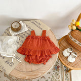 MQTIME  -  Summer New Fashion Versatile Infant and Toddler Girl Baby Sweet Dot Printed Suspended Top+Bottom Wrapped Pants Sleeveless Set