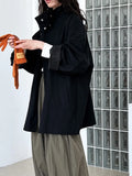 MQTIME  -  High-quality Oversized Stand-collar Trench Coat for Women, Lazy Style Minimalist Outerwear