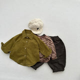  MQTIME  -  Autumn New Children Long Sleeve Shirts Cotton Girls Vintage Solid Coat Fashion Boys Casual Lapel Shirts Kids Clothes