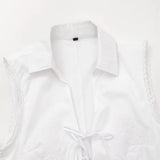 MQTIME  -  White Embroidery Straight Fashion Short Dress 2025 New Hollow Out Lace-ups Sleeveless Women Dress Streetwear Female Clothing