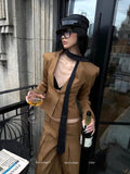 MQTIME  -  Yellow Striped Suit For Women'S Spring And Autumn Haute Couture Temperament, Suit Jacket With Low Waisted Trousers
