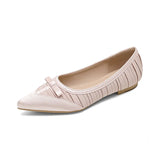 MQTIME  -  Fashion Satin Bowknot Pleated Designer Women Pumps Elegant Pointed toe Low Heeled Shallow Spring Summer Office Lady Dress Shoes