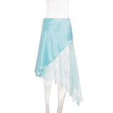 MQTIME  -  Women's Summer Lace Skirts Fashion See-through Hollow Irregular Skirts High Waist Elegant Party Outfits Women's Skirts
