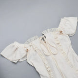  MQTIME  -  New Retro One-word Shoulder Suspender Skirt Sexy Pure Desire Wind Lace-up Lace Dress