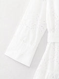 MQTIME  -  New White Midi Dress Long Sleeve Embroidery Blouse Dress Regular Fit Fashion Women's Dress Mujer Chic Vestidos