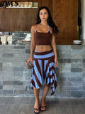 MQTIME  -  Striped Irregular Skirts Summer New Ladies Fashion Low-rise A-line Midi Skirt Women's Slim Beachwear