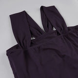 MQTIME  -  Women's Purple Halter Neck Top Criss Cross Strap O Ring Detail Sleeveless Ruched Y2K Aesthetic Party Clubwear Going Out Outfit