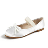 MQTIME  -  Stylish New Round Toe Bow Satin Ballet Flat Women's Shoes