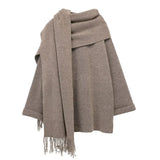 Mqtime New autumn and winter loose thickened scarf collar knitted coat women's high-end warm coat