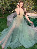 MQTIME  -  Summer Green Mesh Luxury Two Piece Dress Sets Women Elegant Bodycon Chic Fesitval Party Dress 2024 Korean Vintage Evening Dress