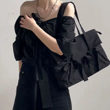 Mqtime Richme Fashion Laptop Bags Women New Design Ladies Solid Nylon Daily Shoulder Bags Individuality Bow Bolso Mujer Shoppers