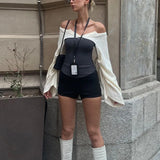  MQTIME  -  Right-angled Shoulders, Straight Shoulders, Contrasting Colors, Gentle and Thin, Knitted Base Top, New Style
