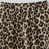 MQTIME  -  Women Animal Print Straight Leg Pants Fashion Slim Fit Trousers with Zipper Detail for Casual Streetwear