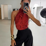 MQTIME  -  Polka Dot Sleeveless Backless Women Halter Top for Spring Summer Y2K Sexy High Street Hotgirl Slim Tops Fashion Party Vests