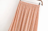 MQTIME  -  Women Bow Tassel Elastic Waist Wood Ears Ruffles Lace Swing Skirts Beach Holiday Orange Feather Floral Print Long Skirt