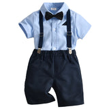 MQTIME  -  2Piece Summer Baby Boy Luxury Clothes Korean Fashion Gentleman Short Sleeve Newborn Rompers Bodysuit+Shorts Toddler Sets BC1207