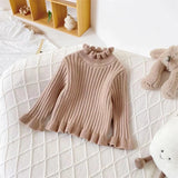  MQTIME  -  Girls Ruffled Sweater Baby Kids Autumn Knit Jumper Children Winter Fashion Pullover 2025 New Toddler Casual Warm Coats 1-6Y