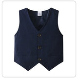 MQTIME  -  Boys' 4-Piece Formal Suit Set, Vest, Pants, Collared Dress Shirt and Tie Baby Toddler Kid Wedding Outfits Children Dresswear Set
