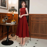 MQTIME  -  Toast Clothing Women Ball Gown Burgundy Wedding Dresses Sleeveless Prom Dress Robe De Soiree