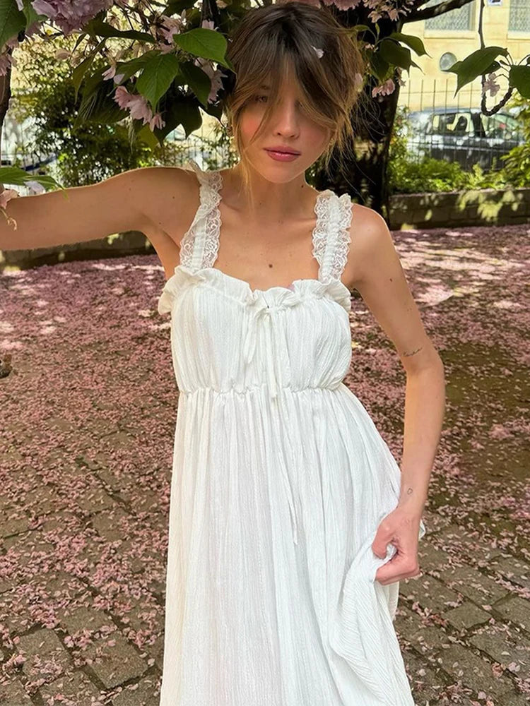 MQTIME - Women Elegant White Lace Patchwork Strap Maxi Dress Sexy Back mqtime MQTIME - Women Elegant White Lace Patchwork Strap Maxi Dress Sexy Back mqtime