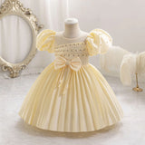 MQTIME  -  Kids Dresses For Girls Beading Autumn Clothes Child Satin Party Princess Formal Bridesmaid Pageant Ball Gown 3-10 Years
