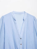 MQTIME  -  Cotton Ruffles Mini Dress Women Long Sleeve V-neck Elegant High Waist A-line Dresses Female 2025 Summer Button Up Street Robe