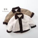  MQTIME  -  Winter New Children Plus Velvet Thick Coat Boys Girls Lapel Cotton Padded Jacket Baby Casual Shirts Jacket Kids Clothes