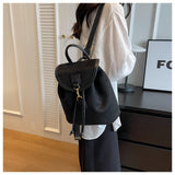 MQTIME  -  High-End Ladies Large Capaci Bapa Faionable Student Bookbag Waterproof PU Leather Casual Travel Bag with Double Straps