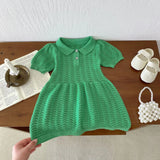 MQTIME  -  Summer Newborn Infant Baby Girls Hollow Out Knit Thin Muslin Dresses Ventilate Skirt Kids Onepiece Fashion Baby Clothing