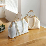 Mqtime Vintage Classic Lace Bag Beads Wedding Shell Lock Bags Women Shoulder Crossbody Bag Chain Women's Handbags Purses