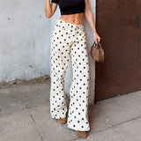 MQTIME  -  Stylish Polka-Dot Printing Jeans Women High-Waisted Loose Casual Street Trousers Spring Summer Female High Street Pants