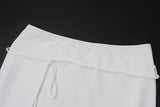 MQTIME  -  Sexy Lace Patchwork Lace Up V-neck Vest Set Slim Sleeveless Crop Tops Women Wrap Buttocks Skirts Suit Party Vacation Outfit