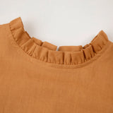  MQTIME  -  Chic Back Button-Up Lantern Sleeve Dress Baby Girl Autumn New Ruffled Splicing Princess Dresses Loose Cotton And Linen Dresses