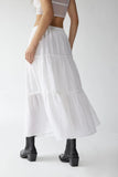 MQTIME  -  Low Waist Plain Skirts Low Waist Layered Maxi Skirts Ruffled Candy Color Sweet A-line Skirt Macaron Color Soft Skirt