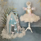 MQTIME  -  Champagne Flower Girl Dresses Colorful Flowers Butterfly Sequin With Bow And Tailing For Wedding Birthday Party Princess Gowns