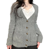 MQTIME  -  Women Knitting Cardigan Women's Retro Cardigan V Neck Cable Knit Sweet & Spicy Preppy Lazy Vibe Buttoned Pocket Sweater