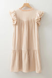 MQTIME  -  Cotton Boho Dress V Neck Petal Sleeve Embroidery Hippie Midi Dress Holiday Style Loose Fit Vestidos Ethnic Dresses