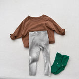  MQTIME  -  Autumn New Children Striped Leggings Cotton Girls Stretch Pants Boys Casual Pants Baby Ribbed Leggings Kids Trousers