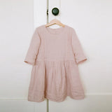  MQTIME  -  Girl's Ramie Three Quarter Sleeve Summer Dress New Cute Baby Girl Back Buttons Round Neck Loose A-Line Dresses Vestido