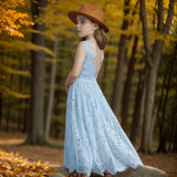 MQTIME  -  Big Size Princess Girls Cotton Lace Party Long Dress Baby Kids Flower Girl Wedding Birthday Children Clothing For 2-14 Years