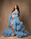 MQTIME  -  Puffy Ruffled Tulle Maternity Dress Women Robes for Photoshoot Extra Fluffy  Baby shower Photographie de vêtements de maternité