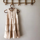 MQTIME  -  Girls Bohemian Long Maxi Linen Dress Summer New Beach Style Ruffled Casual Sleeveless Suspender Dresses TZ227