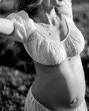 MQTIME  -  ﻿ Boho Maternity Dress Photoshoot One-shoulder Floral  - Bohemia Photography Summer Maxi Dress for Pregnancy Photo Gown Loose Fit