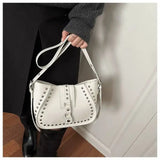  MQTIME  -  American Retro-punk Y2k Metal Rivet PU Leather Cool Messenger Bag Large-capacity Storage Bags Handbag Crossbody Bag Woman Bags